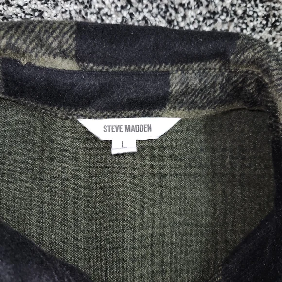 Seve Madden Sophia Shacket /Jacket, pockets Green/ Sage/ Black Plaid Women' Sz L - Picture 3 of 8